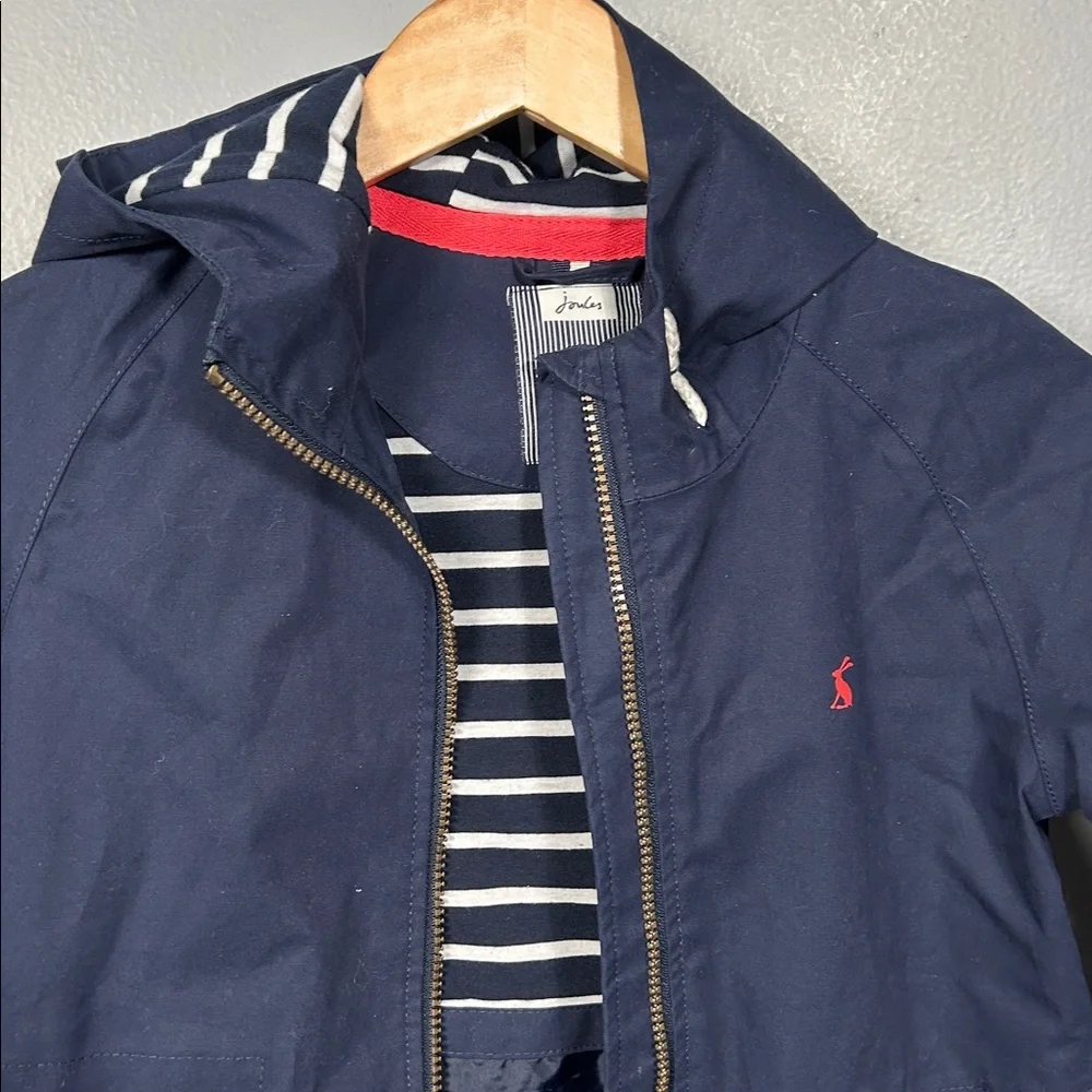Joules Girls Navy Rain Coat size 8 years old gently used hooded - Picture 2 of 16